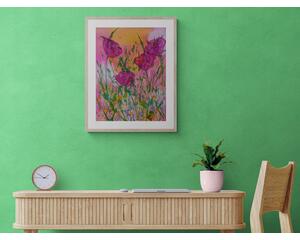 Example of what the painting would look like hanging and framed in a furnished setting. Painting is sold unframed.